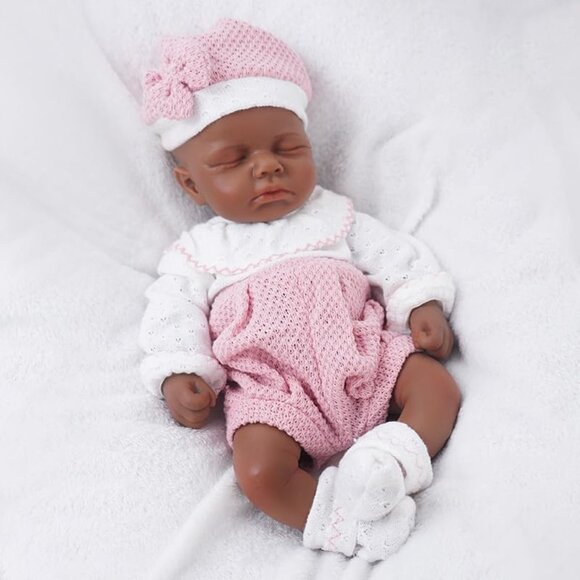 🆕12Inch Realistic Full Body Silicone Reborn tan Baby Girl Sleeping Reborn Dolls - Picture 9 of 9